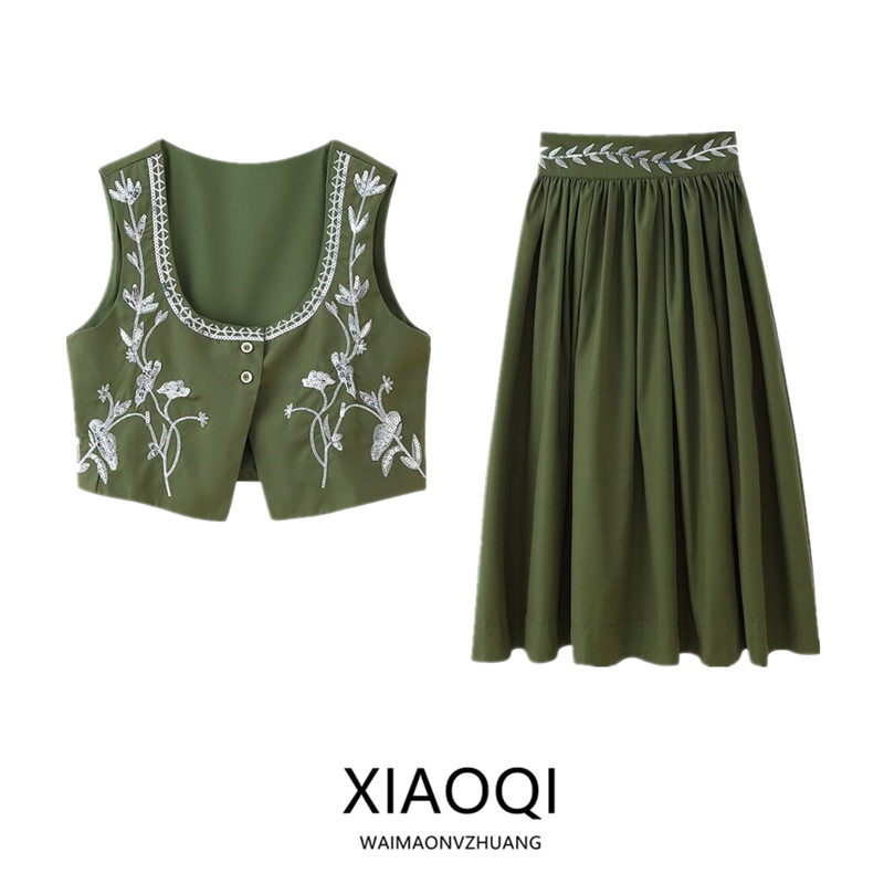 Embroidery Vest - Completo Due Pezzi da Donna con