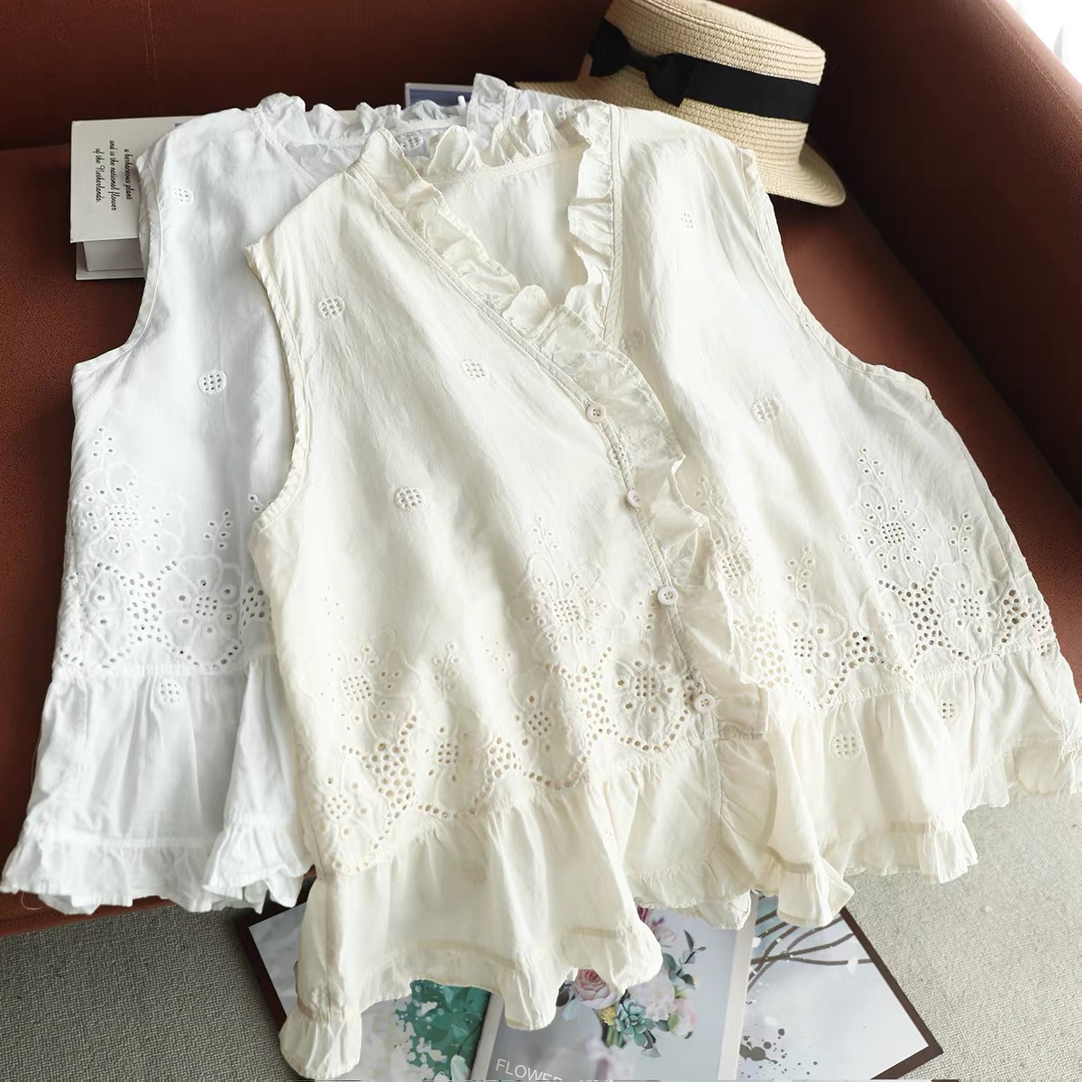 Embroidery Vest - Top Senza Maniche da Donna con