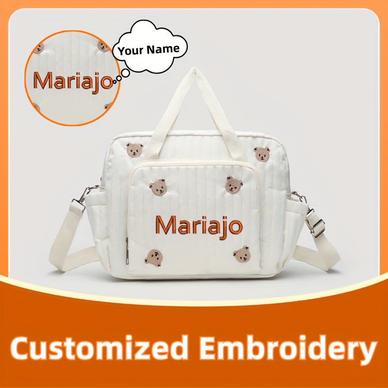 Embroidery Fonts - Borsa da viaggio con motivo orso