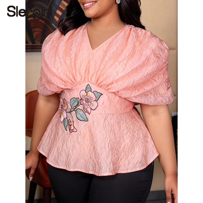 Embroidery Blouse - Camicetta Slergiri Plus Size con Ricamo