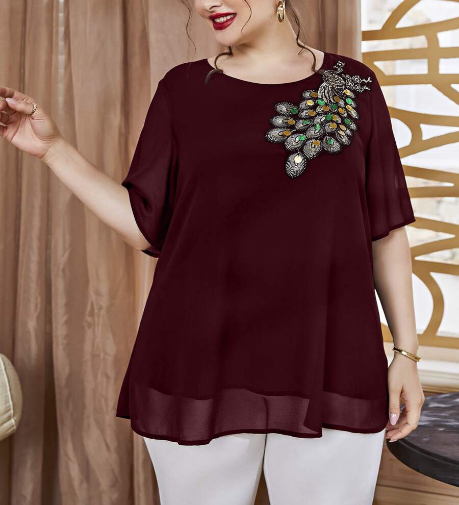 Top pavone ricamato da donna t - Embroidery Blouse recensione e prezzo